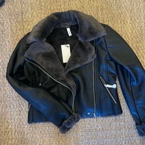 Mango Shearling Leather Jacket